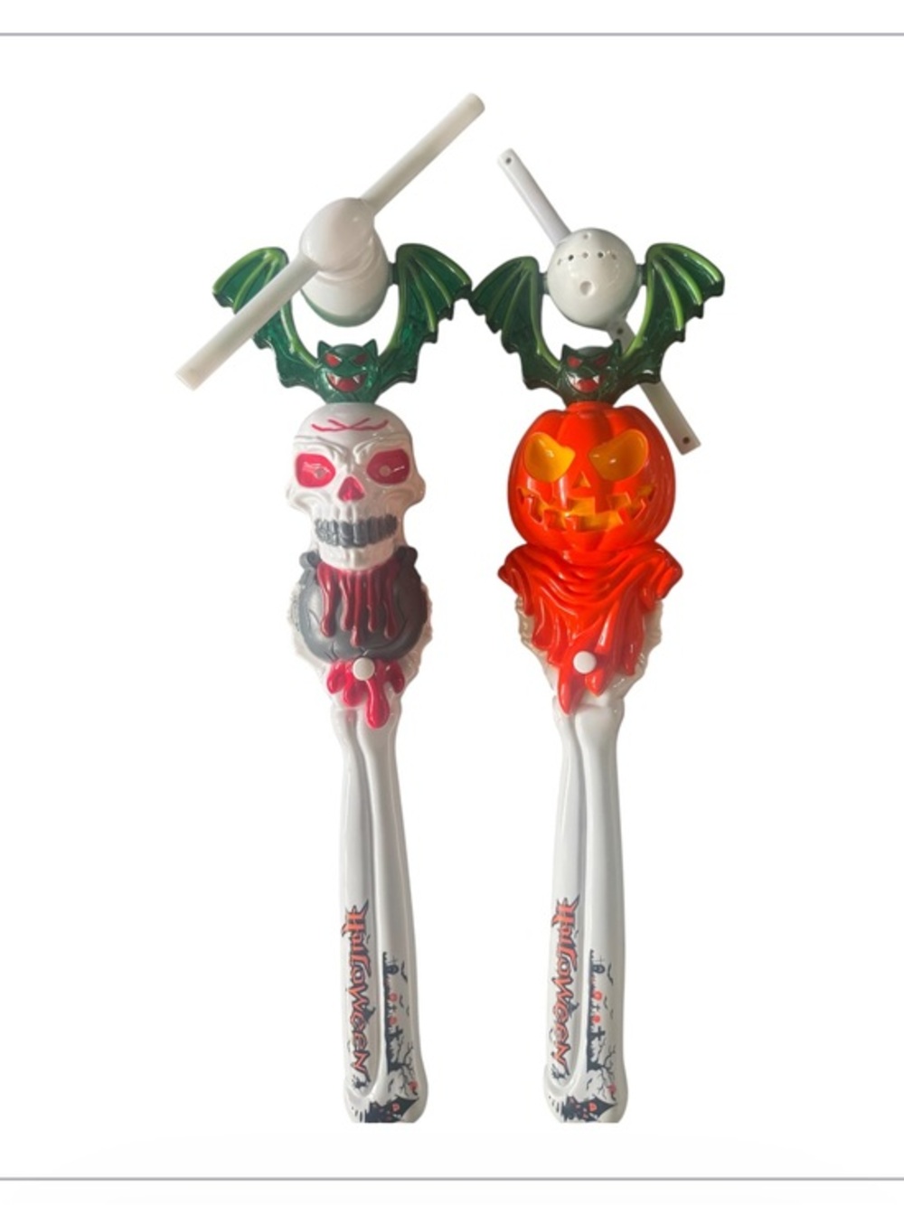 Halloween Skull & Jack-O'-Lantern Light-Up and sound push button windmills